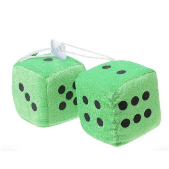 Plush Car Dices 4cm Fluffy Dice Car Accessories Dice with Dots and Suction Cups - Picture 1 of 3